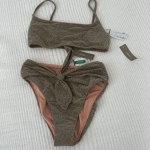 JCrew Gold Bikini set XS NEW with tags